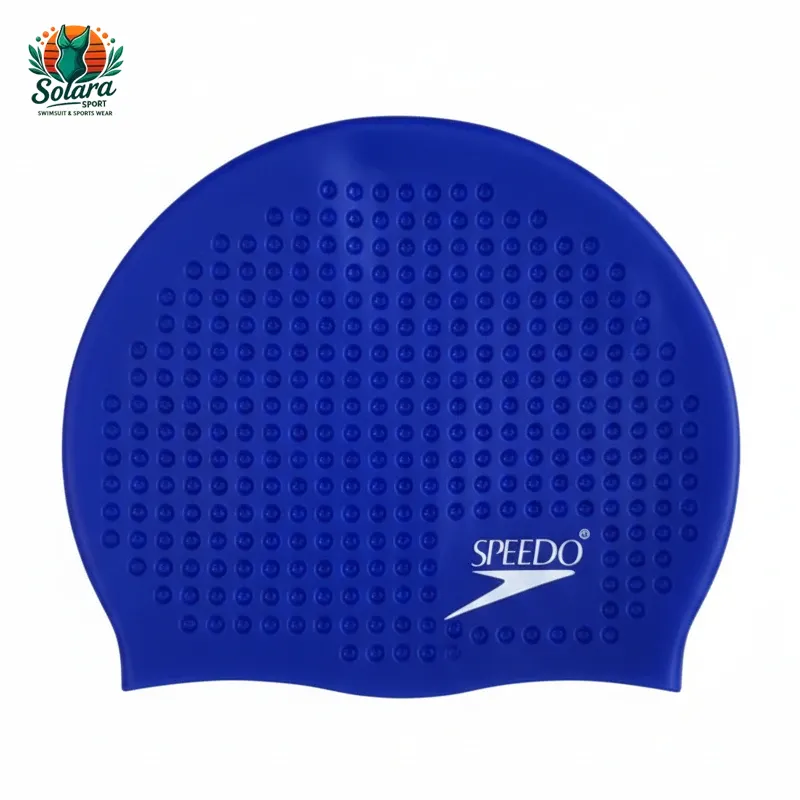 کلاه شنا سیلیکونی پفکی اسپیدو رنگ آبی کاربنی