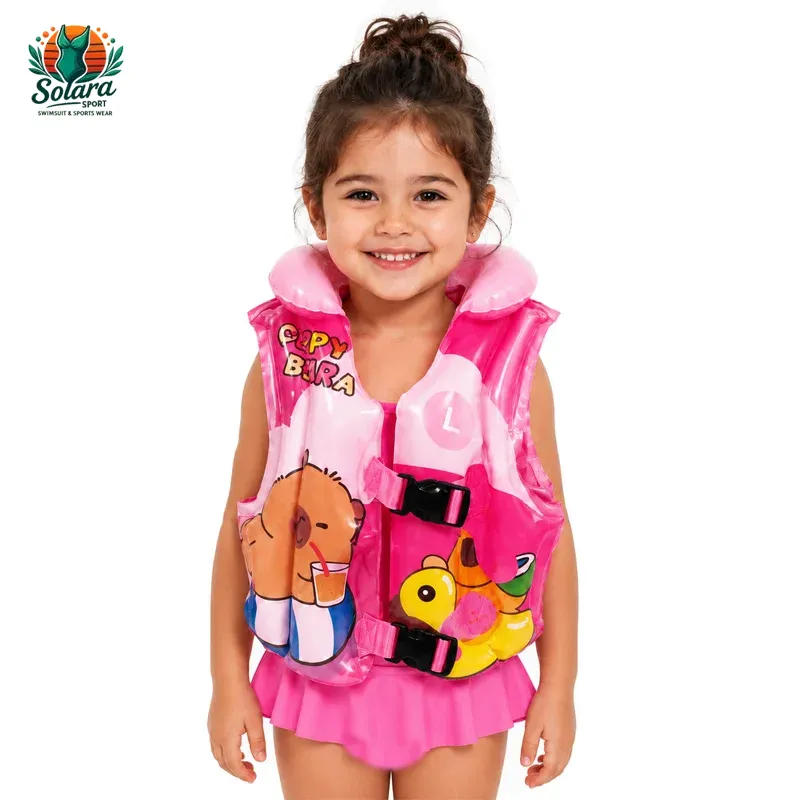 جلیقه شنای بادی کودکانه طرح سگ آبی رنگ صورتی مدل C-765