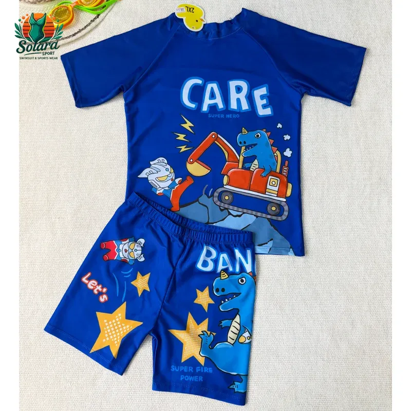 مایو بچه گانه پسرانه اورجینال طرح دایناسور CAREBAN رنگ آبی تصویر 2
